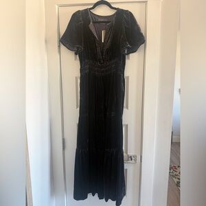 Anthropologie Velvet Dress in Dark Grey